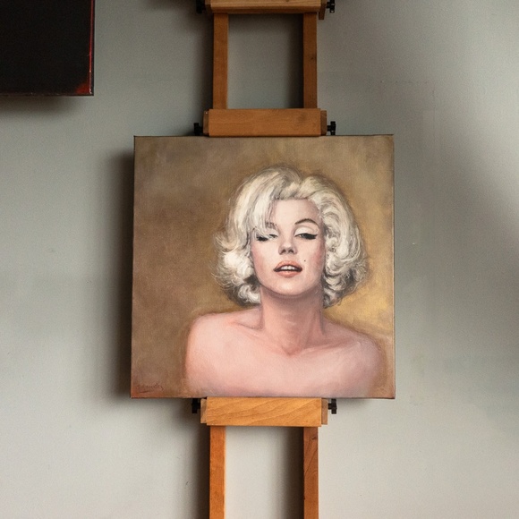"Marilyn last sitting" , original painting, portrait ,oil on canvas 26"x26" - Picture 4 of 4